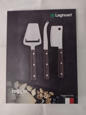 Legnoart Reggio Cheese Knife Set - Stainless Steel &amp; Dark Wood Handle
