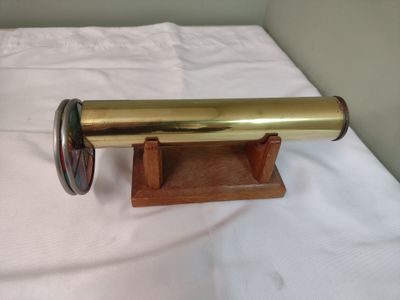 Vintage Brass Kaleidoscope On Wooden Stand