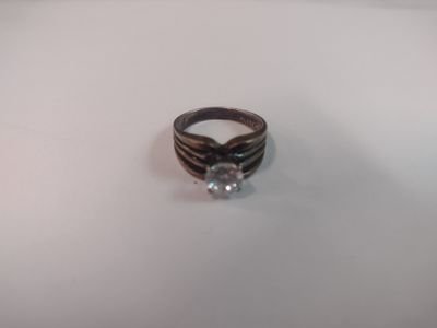 Heavy 825 Silver Ring With White Stone