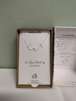Love This Life Sterling Silver Cubic Zirconia Wave Necklace