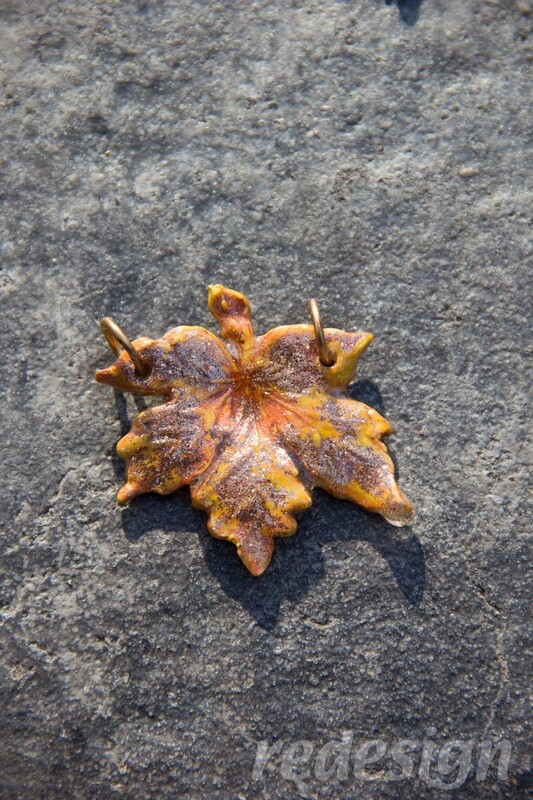 Yellow Maple Leaf Polymer Clay Necklace