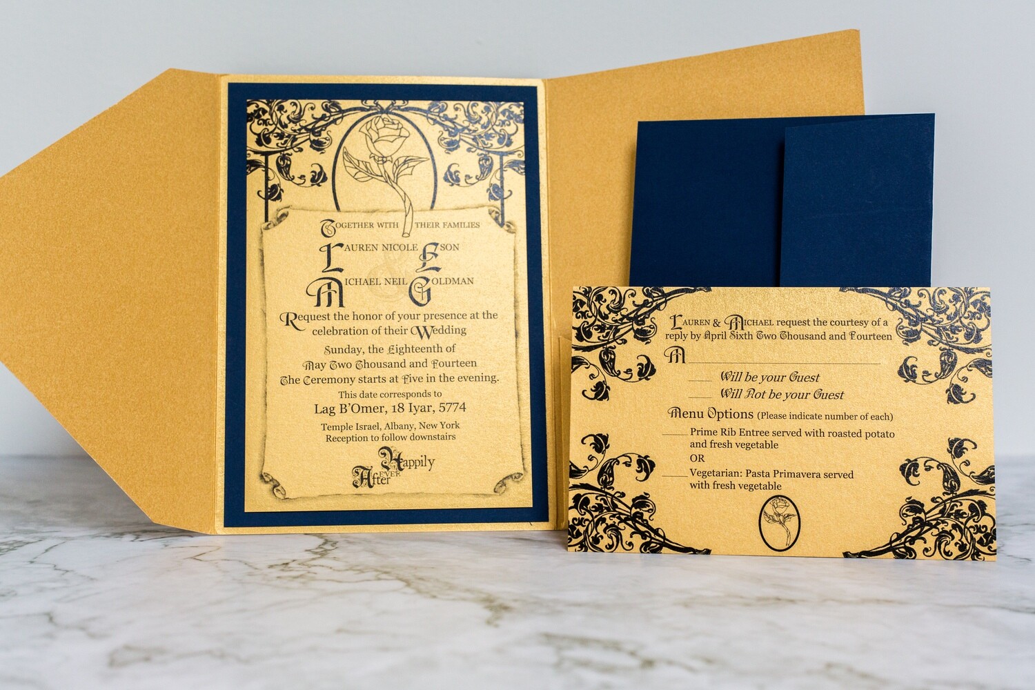 Beauty and the Beast Inspired Digital Invitation and RSVP templates on Canva, Enchanted Rose Invitations - Wedding