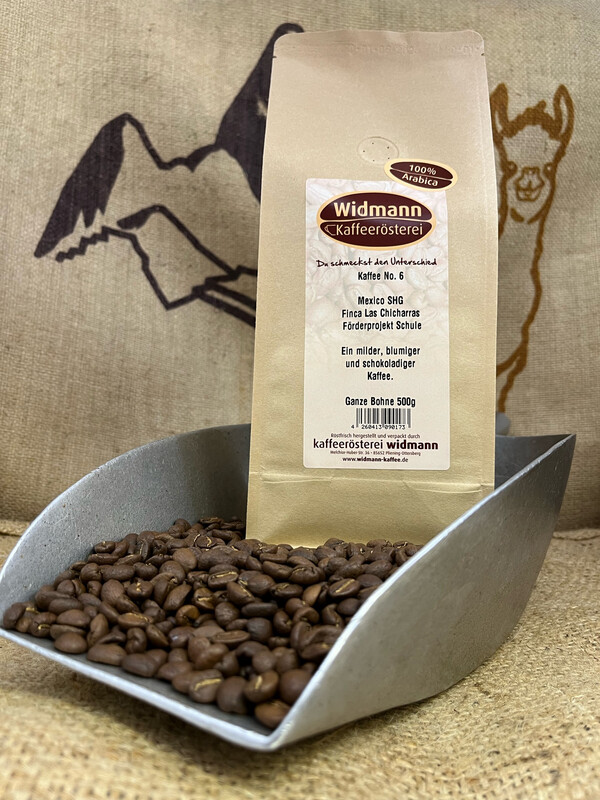 Kaffee No. 6 Mexiko SHG Förderprojekt Schule Finca Las Chicharras 500 g Papierverbundverpackung Kaffee No. 6 Mexiko SHG Förderprojekt Schule Finca Las Chicharras 500 g Papierverbundverpackung