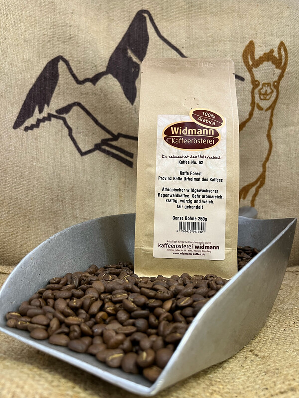 Kaffee No. 62 Kaffa Forest Äthopischer Regenwaldkaffee 250g Papierverbundverpackung Kaffee No. 62 Kaffa Forest Äthopischer Regenwaldkaffee 250g Papierverbundverpackung