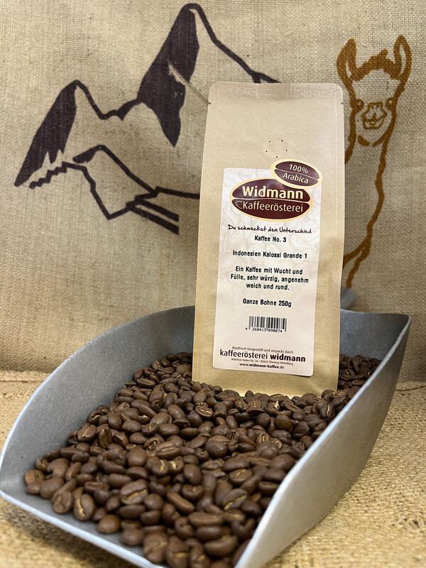 Kaffee No. 3 Indonesien Kalossi 250 g Papierverbundverpackung Kaffee No. 3 Indonesien Kalossi 250 g Papierverbundverpackung
