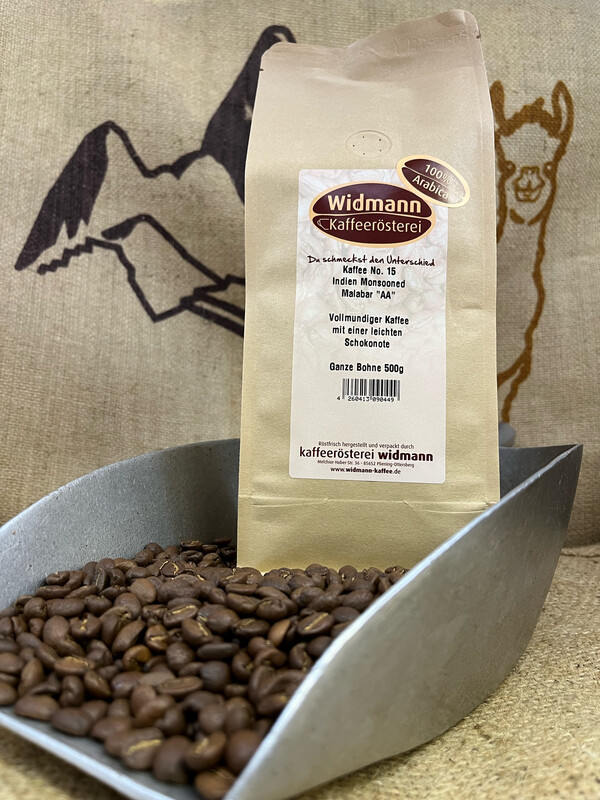 Kaffee No. 15 Indien Monsooned Malabar AA 500 g Papierverbundverpackung Kaffee No. 15 Indien Monsooned Malabar AA 500 g Papierverbundverpackung
