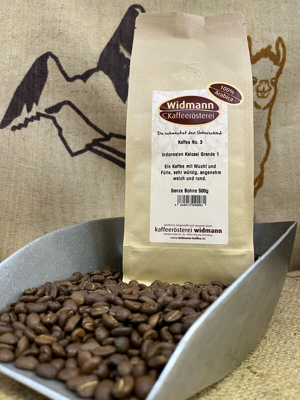 Kaffee No. 3 Indonesien Kalossi 500 g Papierverbundverpackung Kaffee No. 3 Indonesien Kalossi 500 g Papierverbundverpackung