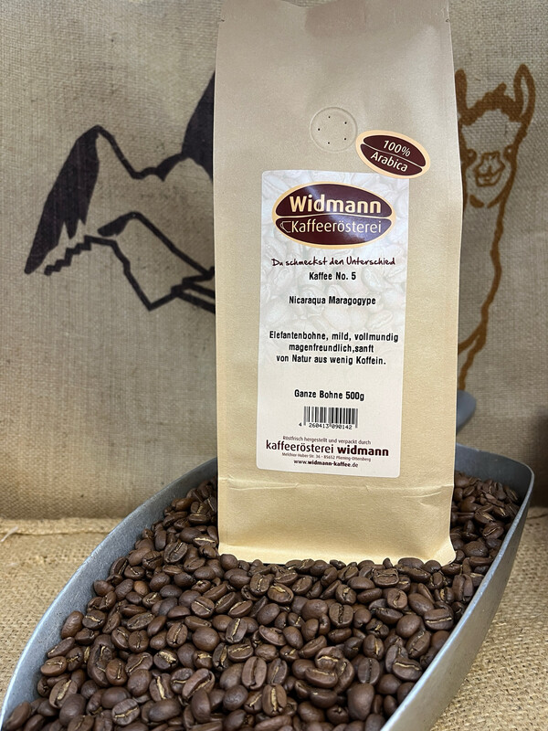 Kaffee No. 5 Nicaragua Maragogype 500 g Papierverbundverpackung Kaffee No. 5 Nicaragua Maragogype 500 g Papierverbundverpackung