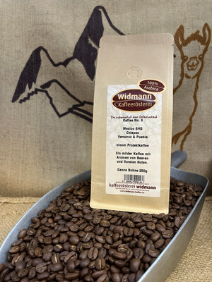 Kaffee No. 6 Mexiko SHG Chiapas bloom Projektkaffee 250 g Papierverbundverpackung