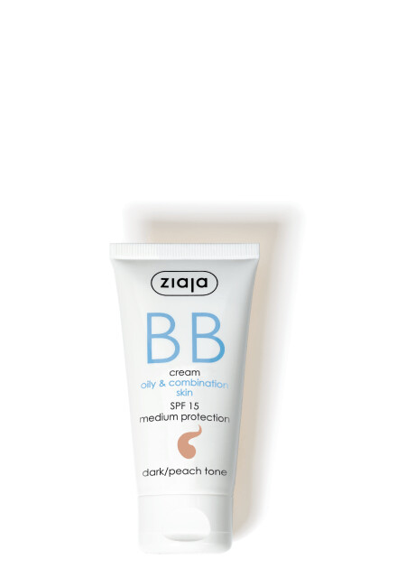 Ziaja BB Creme für fettige Haut & Mischhaut - dunkel/Pfirsich Tönung + LSF15 - 50ml
