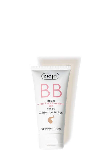 Ziaja BB Creme für trockene und empfindliche Haut - dunkel/Pfirsich + LSF 15 - 50ml