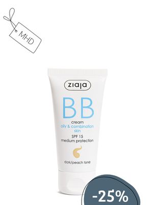 MHD: Ziaja BB Creme für fettige Haut & Mischhaut - dunkel/Pfirsich Tönung + LSF15 - 50ml