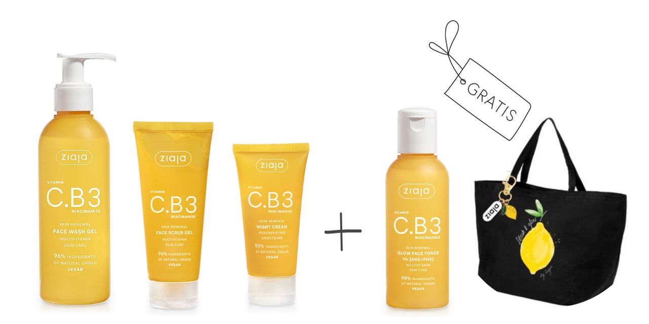 Ziaja VITAMIN C.B3 regenerierendes & peelendes Gesichtspflegeritual-Set mit GRATIS Glow-Säuretoner