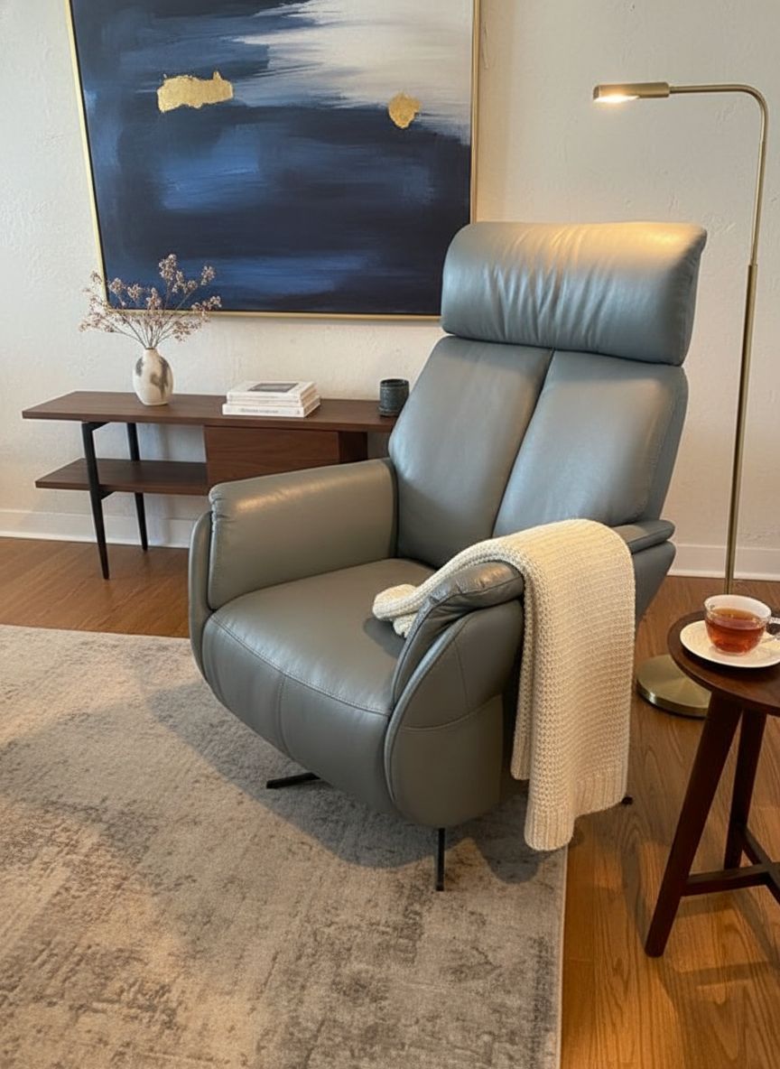 Donald Choi | Argo Power Recliner | Blue Leather