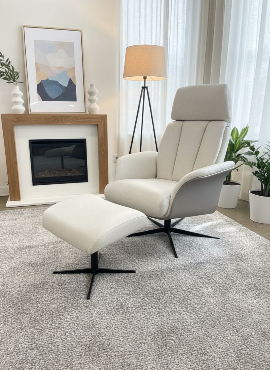 Donald Choi | Vilma Manual Recliner | Cream Leather