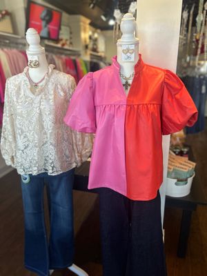 THML Colorblock Leather Top