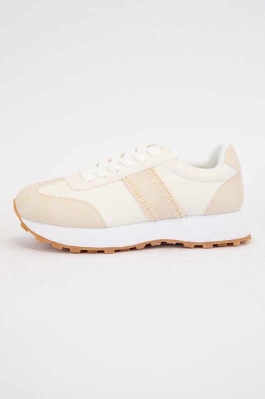 Poetry Stitched Sneakers, Champagne
