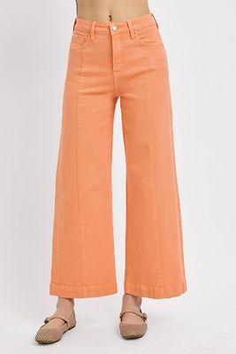 Risen Peach Crop Wide Denim
