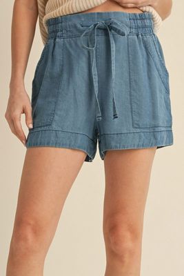 Washed Denim Shorts