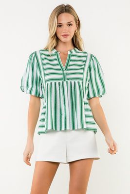 THML Green Striped Top
