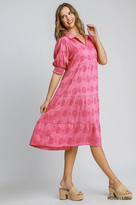 Jacquard Dot Dress, Rose