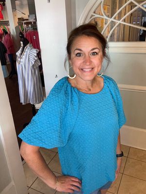 Jacquard Top, Azure