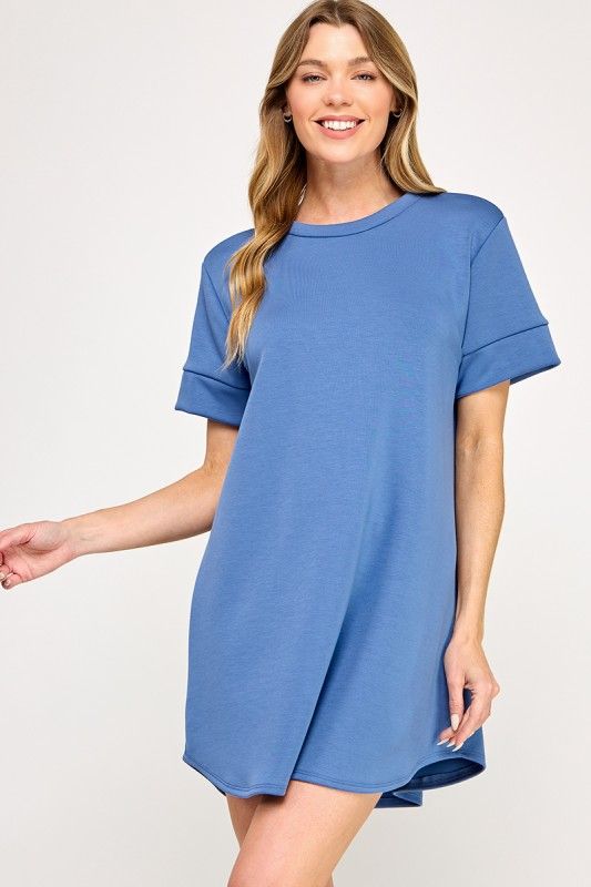 Luxe Modal Dress, Denim Blue