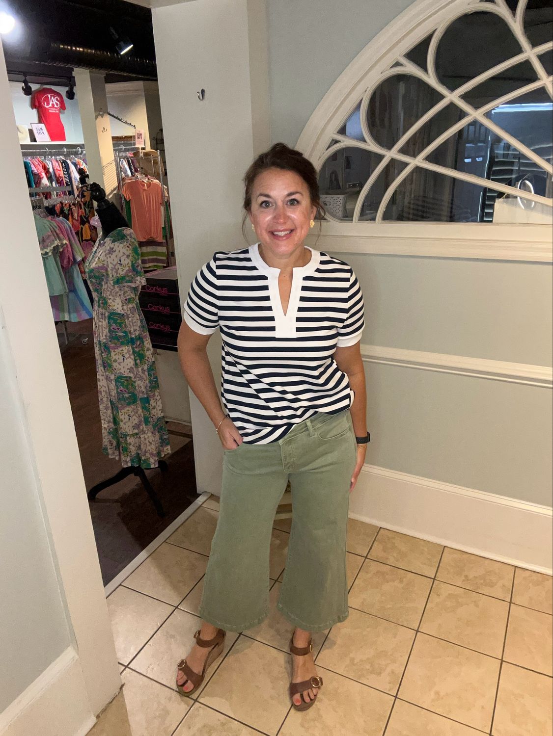 Navy Striped Top
