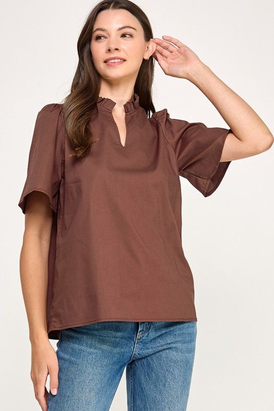 Solid Cotton Top, Chocolate
