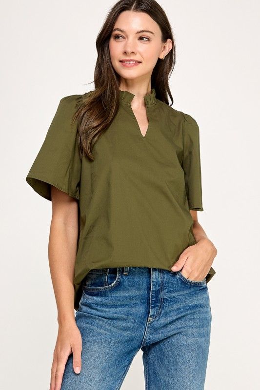 Solid Cotton Top, Olive