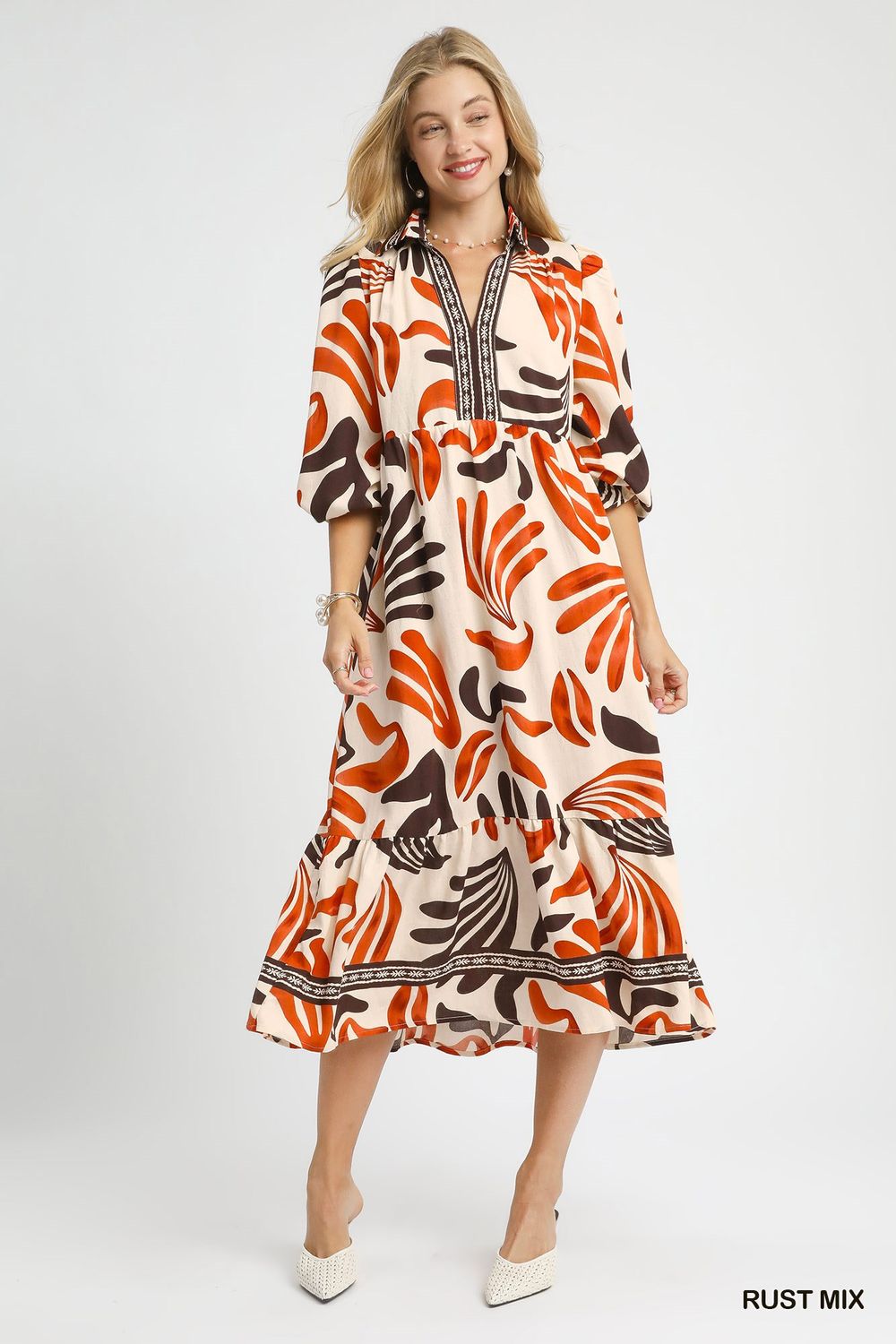 Polly Dress, Rust Mix