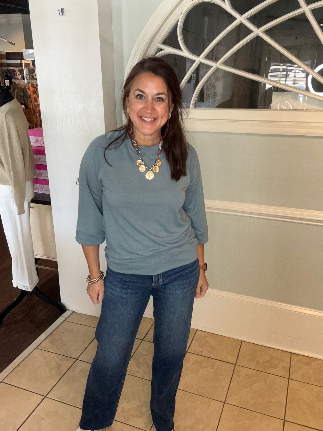 Basic Solid French Terry Top, Teal Basic Solid French Terry Top, Teal