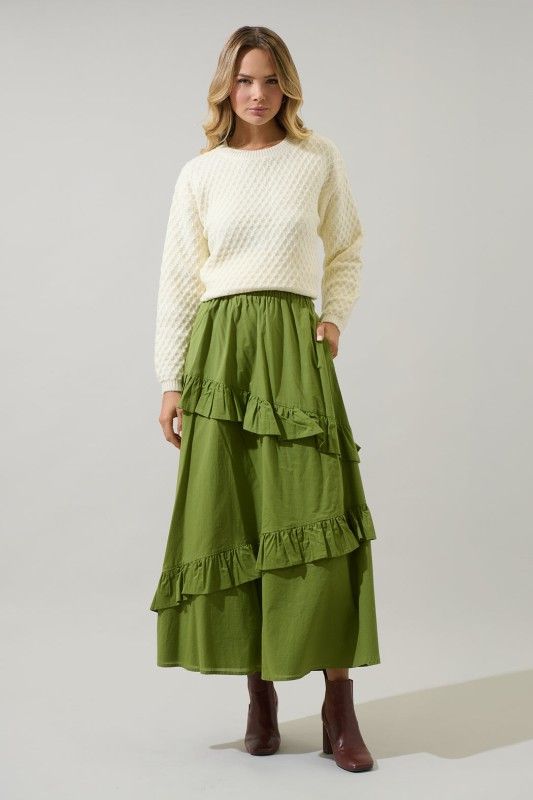 Himan Midi Skirt, Olive