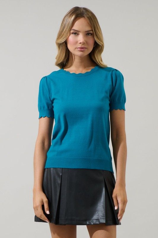 Yvette Sweater Top, Teal
