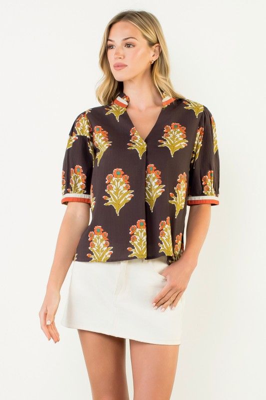 THML Brown Floral Top
