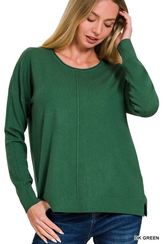 Viscose Front Seam Sweater, Green