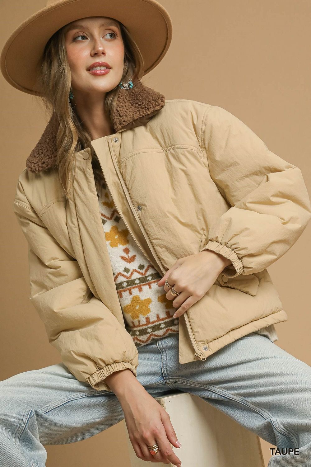 Puffer Jacket, Taupe