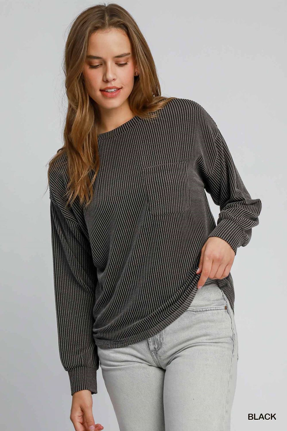 Textured Knit Top, Black