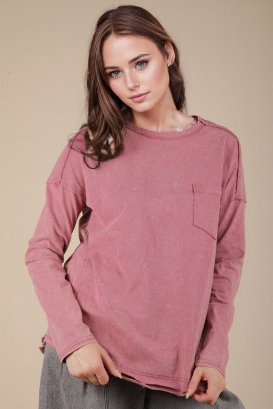 Mineral Washed Top, Mauve