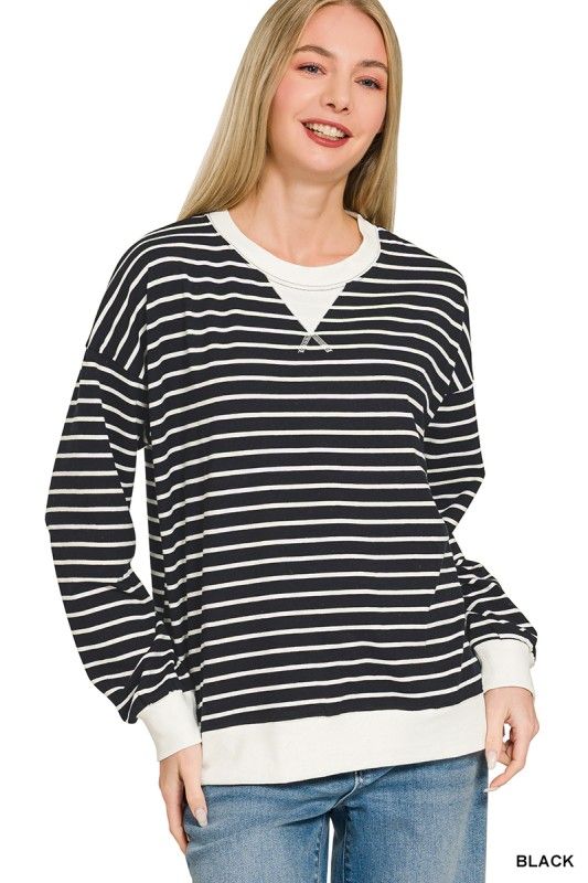 Striped Pullover, Black