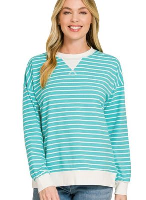 Striped Pullover, Turquoise