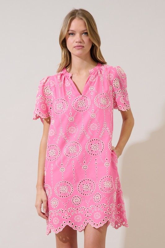Laurin Eyelet Shift, Pink