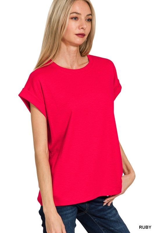 Cotton Modal Tee, Ruby