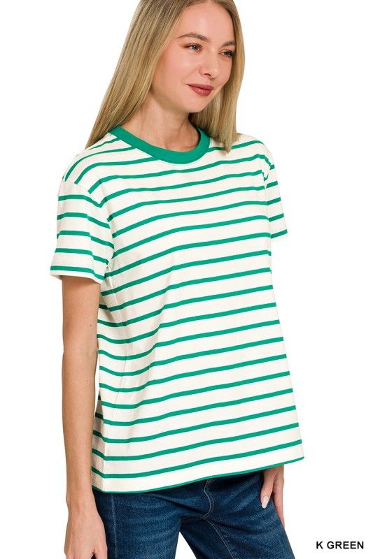 Crew Striped Tee, Green