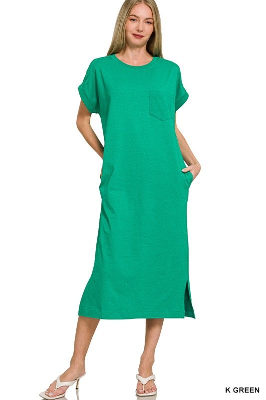 Cap Sleeve Midi Dress, Kelly