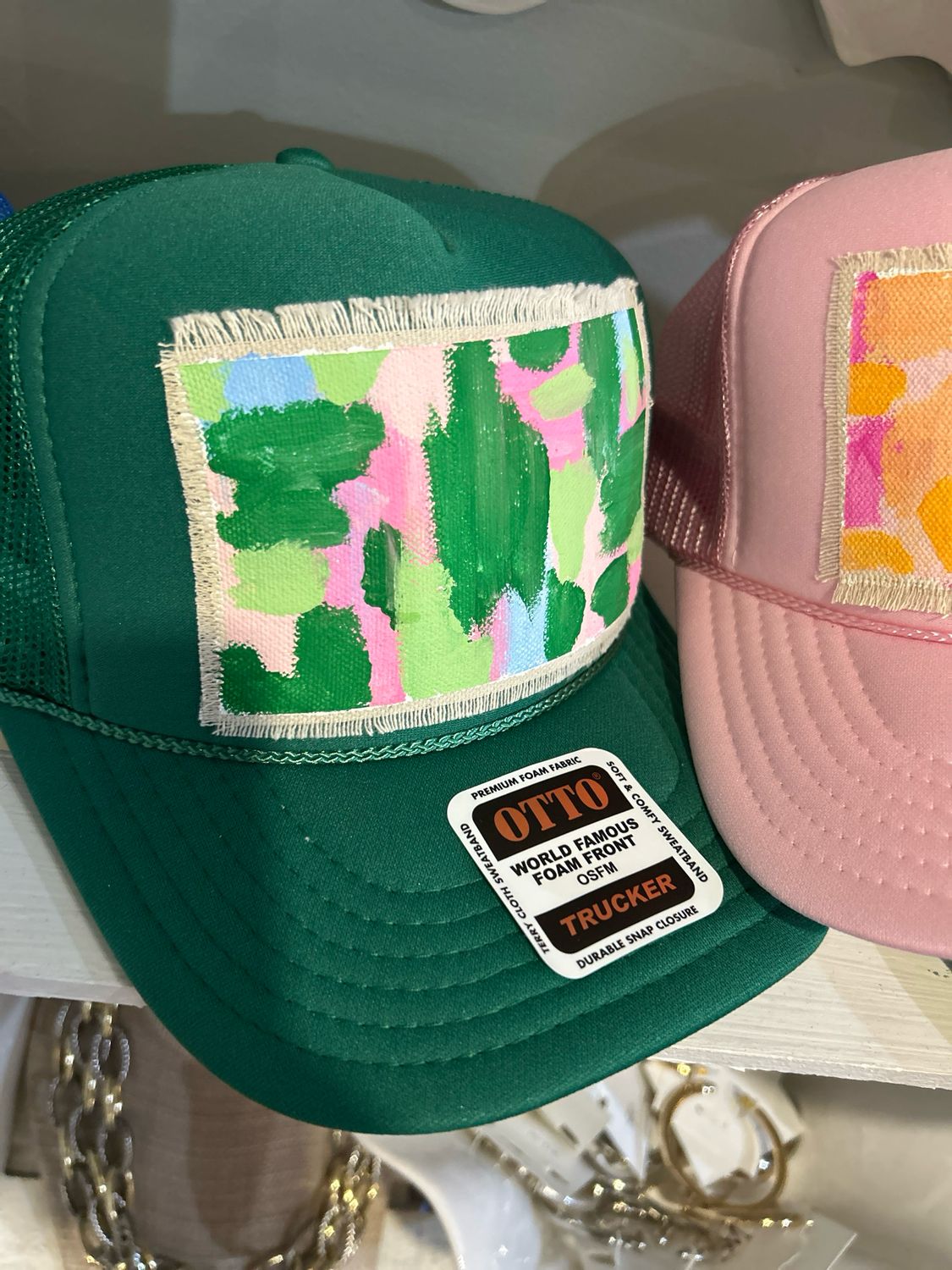 R.Anne Brim Trucker, Kelly Green Abstract