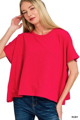 Slub Cotton Tee, Ruby