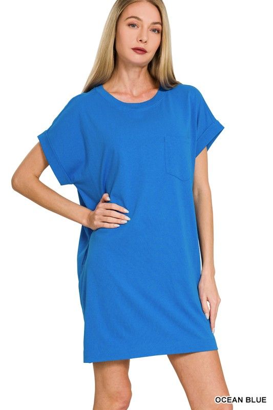 Cap Sleeve Short Dress, Ocean