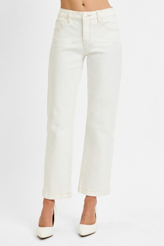 Risen Ankle Straights, Cream