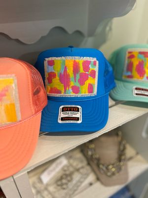 R.Anne Brim Trucker, Ocean Blue Abstract